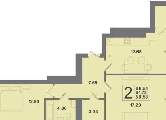 2-комнатная квартира на продажу, 66.5 м2, Калининград, Крейсерская улица, 13к1