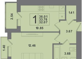 Продам 1-комнатную квартиру, 36 м2, Калининградская область, Крейсерская улица, 13к1
