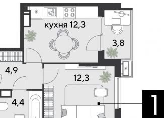 Продается однокомнатная квартира, 37.7 м2, Краснодарский край