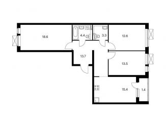 Продается 3-комнатная квартира, 82.9 м2, Тюмень, Калининский округ, Полевая улица, 117к4