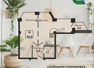 1-комнатная квартира на продажу, 45.8 м2, Ставропольский край