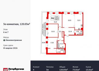 Продается 4-комнатная квартира, 120 м2, Санкт-Петербург, Василеостровский район