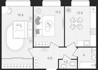 Продажа 2-ком. квартиры, 55.7 м2, Пензенская область, площадь Ленина