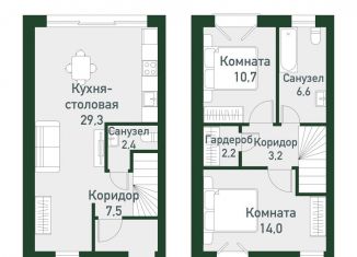 2-комнатная квартира на продажу, 74.3 м2, посёлок Западный, Спортивная улица, 20