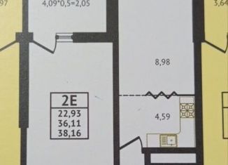 Продажа двухкомнатной квартиры, 38 м2, Краснодар, Российская улица, 267к4, микрорайон Завод Радиоизмерительных Приборов