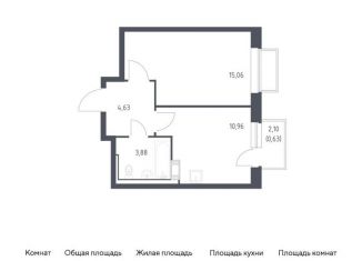 1-комнатная квартира на продажу, 35.2 м2, посёлок Мирный, жилой комплекс Томилино Парк, к6.1