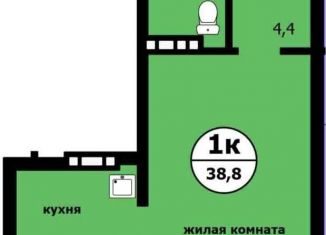 Продам однокомнатную квартиру, 38.8 м2, Красноярск, Вишнёвая улица, Ленинский район