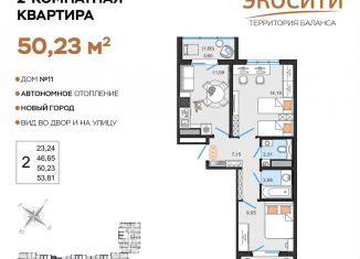Продается 2-комнатная квартира, 50.2 м2, Ульяновск, жилой комплекс ЭкоСити, 11, ЖК ЭкоСити