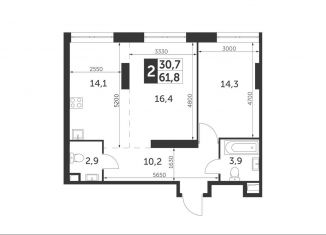 Продам двухкомнатную квартиру, 61.8 м2, Москва, ЖК Архитектор, улица Академика Волгина, 2с3