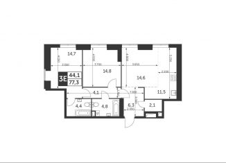 Продажа 3-комнатной квартиры, 77.3 м2, Москва, ЖК Архитектор, улица Академика Волгина, 2с2