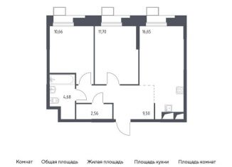 Продам 2-комнатную квартиру, 55.2 м2, поселение Мосрентген, многофункциональный комплекс Тропарево Парк, к2.2