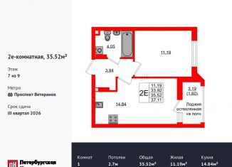 Продается 1-ком. квартира, 35.5 м2, Калининград