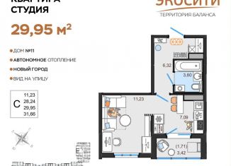 Продам квартиру студию, 30 м2, Ульяновск, жилой комплекс ЭкоСити, 11, Заволжский район