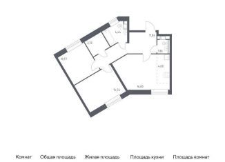 2-комнатная квартира на продажу, 67.2 м2, деревня Столбово, жилой комплекс Эко Бунино, 14.2