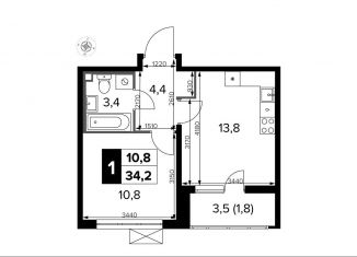1-комнатная квартира на продажу, 34.2 м2, поселок Битца, Южный бульвар, 8