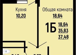 1-комнатная квартира на продажу, 37.5 м2, Краснодар, Заполярная улица, 39к7