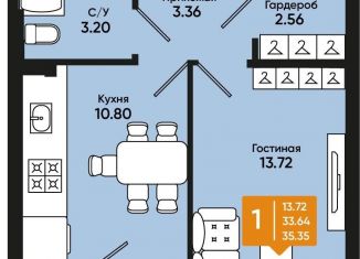 Продажа 1-комнатной квартиры, 35.4 м2, Ростовская область