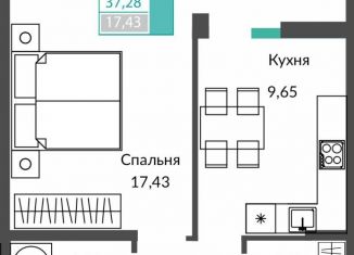 Продается однокомнатная квартира, 37.3 м2, Крым