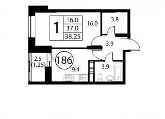 Продается 1-ком. квартира, 38.3 м2, Московская область