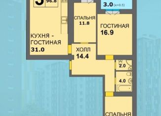 Продам 3-ком. квартиру, 97.8 м2, Калининград, улица Старшины Дадаева, 71