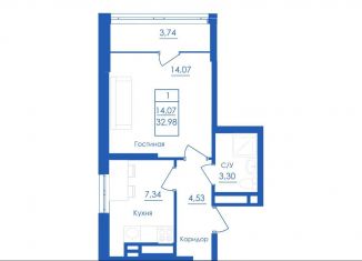 Продажа 1-комнатной квартиры, 33 м2, село Михайловка, Новоуфимская улица, 13