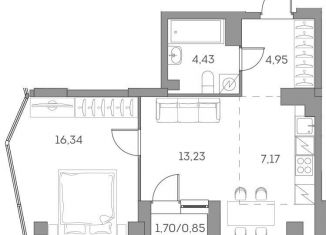 1-комнатная квартира на продажу, 46.1 м2, Москва, Нижегородский район, Рязанский проспект, 2с27