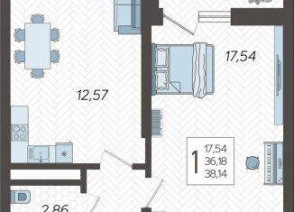 Продажа 1-ком. квартиры, 38.1 м2, Краснодарский край, жилой комплекс Кислород, 10