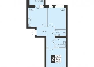 Двухкомнатная квартира на продажу, 65.5 м2, Чувашия, Стартовая улица, поз3.9