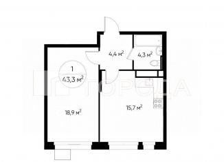 Продам 1-ком. квартиру, 43.3 м2, Москва, улица Бориса Пастернака, 4