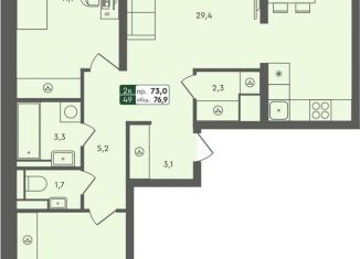 Продаю 2-комнатную квартиру, 76.9 м2, Курганская область