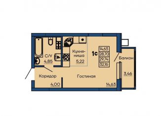 Квартира на продажу студия, 29.7 м2, Екатеринбург, метро Чкаловская, Библиотечная улица, 40