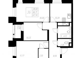 Продается трехкомнатная квартира, 67.7 м2, Казань, Советский район