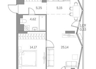 1-комнатная квартира на продажу, 54.3 м2, Москва, Рязанский проспект, 2с27, Нижегородский район