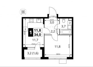 Продам однокомнатную квартиру, 34 м2, Московская область