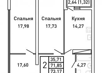 Продажа 2-ком. квартиры, 73.2 м2, Самара, метро Российская