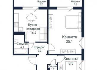 Продаю 2-комнатную квартиру, 65 м2, Челябинская область, улица имени Ефрейтора Потехина, 4