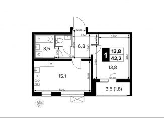 1-ком. квартира на продажу, 42.2 м2, Московская область, Южный бульвар, 8