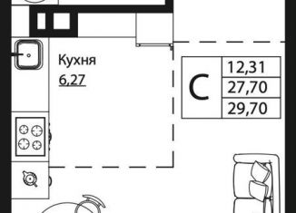 Продам квартиру студию, 29.7 м2, Ростовская область, улица Текучёва, 370/3