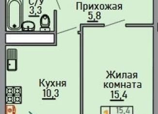 1-комнатная квартира на продажу, 37.9 м2, Ставрополь