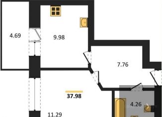 Продается 1-комнатная квартира, 38 м2, Богучар