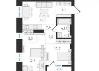 Продажа 3-комнатной квартиры, 52.2 м2, Новосибирская область, жилой комплекс Русское солнце, 4