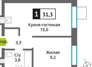 Продам 1-комнатную квартиру, 31.3 м2, Красногорск