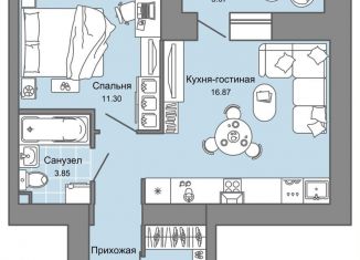 Продаю двухкомнатную квартиру, 43 м2, Ульяновск, жилой комплекс Город Новаторов, 1