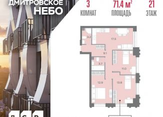 Продаю трехкомнатную квартиру, 71.4 м2, Москва, САО