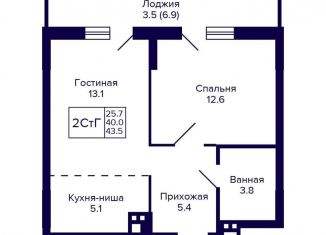 2-ком. квартира на продажу, 43.5 м2, Новосибирская область, улица Коминтерна, 1с