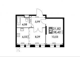 Продажа 2-комнатной квартиры, 38.4 м2, Москва, район Солнцево, жилой комплекс Движение. Говорово, к1