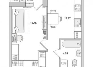 Продам 1-комнатную квартиру, 37 м2, Ленинградская область