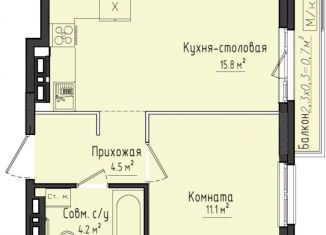 1-комнатная квартира на продажу, 35.5 м2, Удмуртия, жилой комплекс Город Оружейников, 23