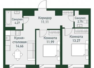 Продажа 3-комнатной квартиры, 58.1 м2, посёлок Западный