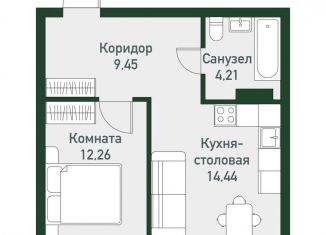 Продается 2-ком. квартира, 40.4 м2, Челябинская область